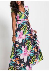 bonprix - Długa sukienka z założeniem kopertowym. Kolor: czarny. Typ sukienki: kopertowe. Długość: maxi #2