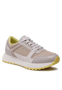 Calvin Klein Sneakersy Low Top Lace Up Mix New HM0HM00926 Beżowy. Kolor: beżowy. Materiał: skóra