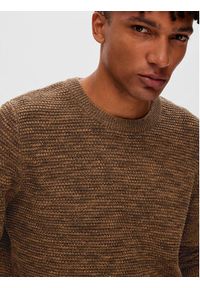Selected Homme Sweter 16059390 Brązowy Regular Fit. Kolor: brązowy. Materiał: bawełna #2