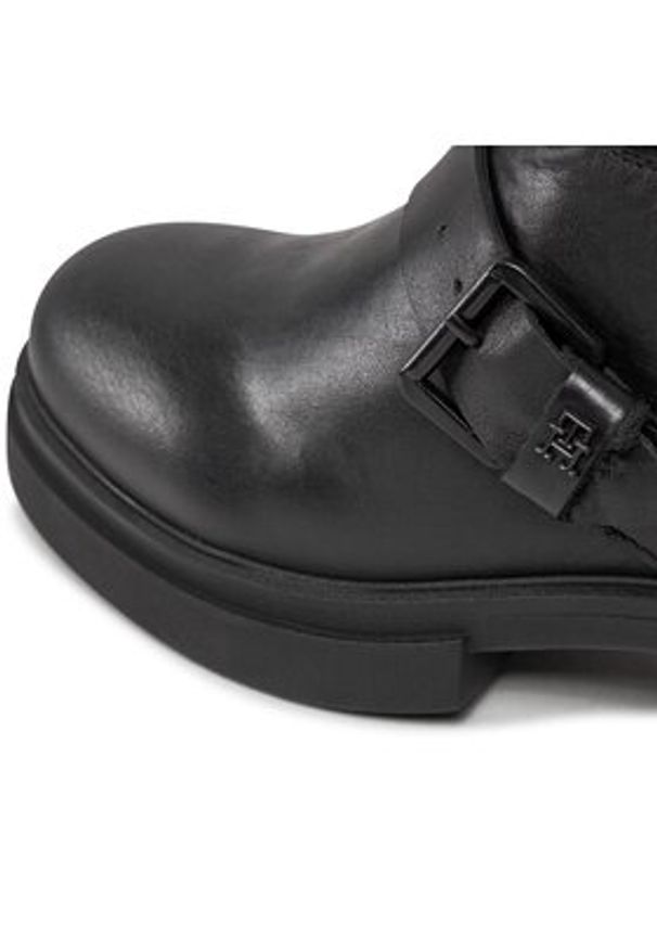 TOMMY HILFIGER - Tommy Hilfiger Muszkieterki Stretch Monochromatic Longboot FW0FW07611 Czarny. Kolor: czarny. Materiał: skóra