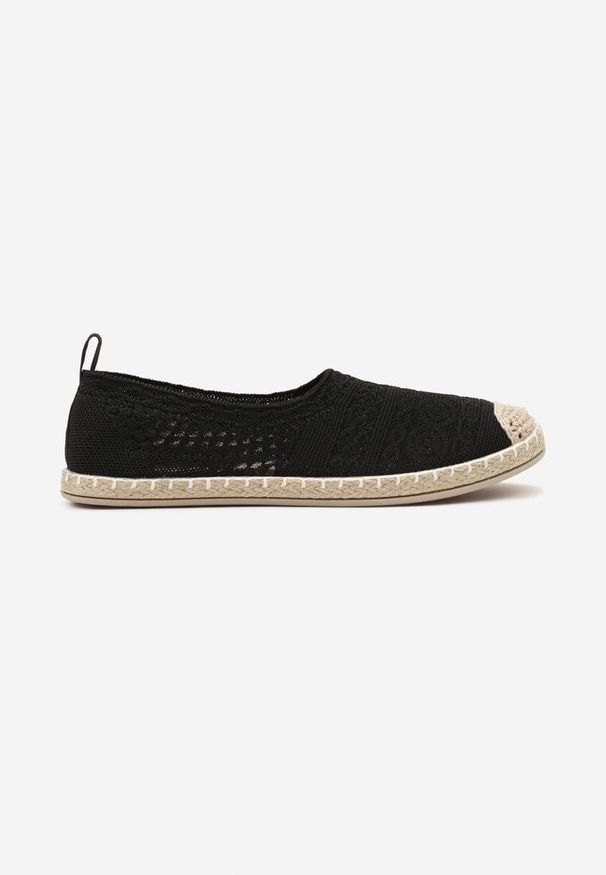 Born2be - Czarne Płaskie Espadryle na Plecionej Podeszwie Dimzarra. Okazja: na co dzień. Kolor: czarny. Materiał: len. Sezon: lato. Styl: klasyczny, elegancki, casual