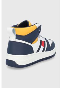 Tommy Jeans buty kolor granatowy. Nosek buta: okrągły. Zapięcie: sznurówki. Kolor: niebieski. Materiał: poliester, guma