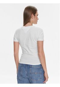 Tommy Jeans T-Shirt Linear DW0DW17361 Biały Slim Fit. Kolor: biały. Materiał: bawełna