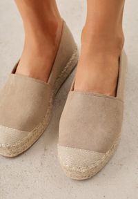 Born2be - Ciemnobeżowe Klasyczne Espadryle VICES na Grubej Podeszwie z Plecionką Idathelia. Okazja: na co dzień, na spacer. Kolor: beżowy. Materiał: jeans, len. Styl: klasyczny #6