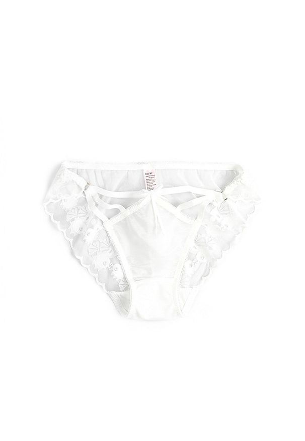 Intica - Figi z paseczkami z gładkiej tkaniny na co dzień Manlia. Kolor: biały. Materiał: tkanina. Wzór: gładki