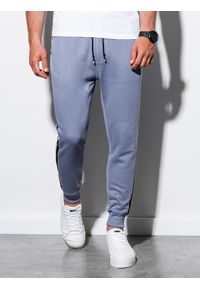 Ombre Clothing - Spodnie męskie dresowe joggery P898 - błękitne - XXL. Kolor: niebieski. Materiał: dresówka. Wzór: gładki. Styl: elegancki #3