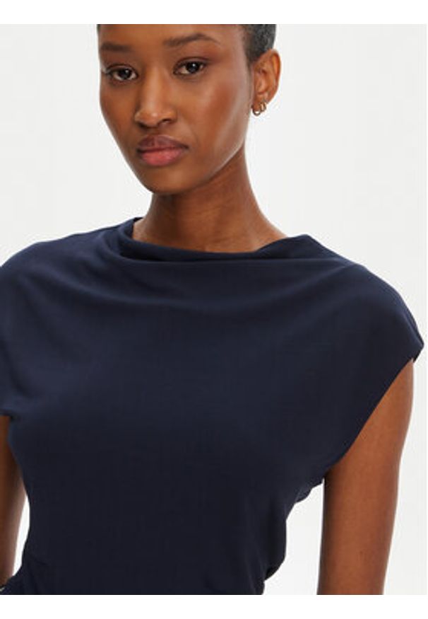 BOSS Bluzka Elamma 50541896 Granatowy Slim Fit. Kolor: niebieski. Materiał: wiskoza