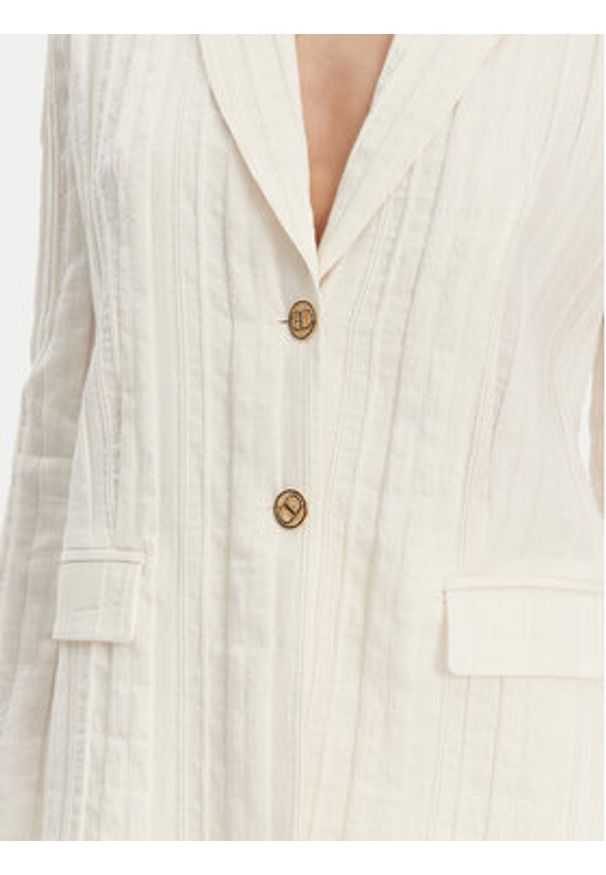 TwinSet - TWINSET Marynarka 251TT2140 Écru Slim Fit. Materiał: bawełna