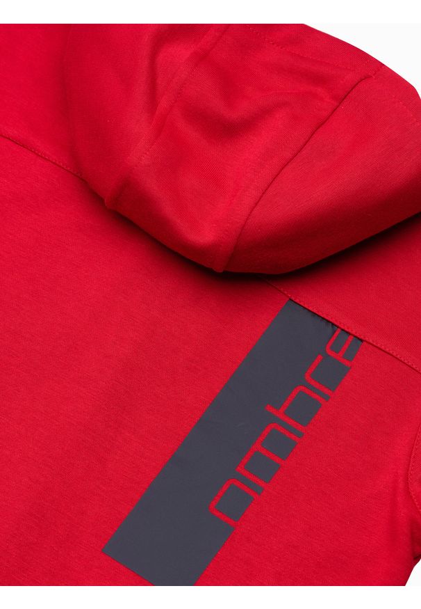 Czerwona bluza Ombre Clothing z kapturem, z nadrukiem