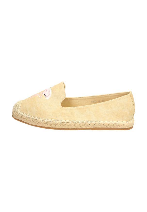 vices - Beżowe espadryle damskie VICES 1202-14. Kolor: beżowy. Materiał: tkanina. Obcas: na obcasie. Wysokość obcasa: średni