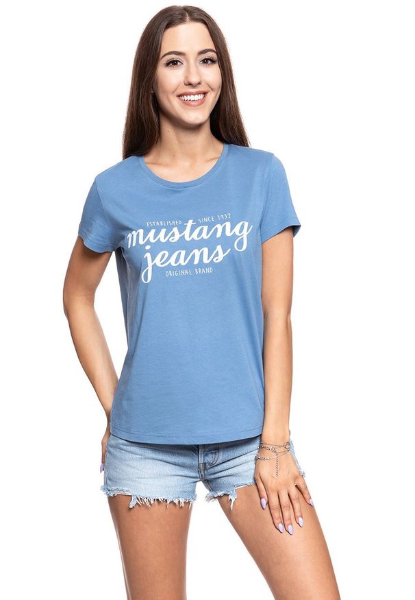 Mustang - MUSTANG T SHIRT DAMSKI Alina C Print Quiet Harbour 1009402 5407. Wzór: nadruk