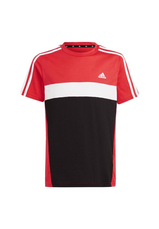 Adidas - Koszulka Tiberio 3-Stripes Colorblock Cotton Kids. Kolor: czerwony, biały, wielokolorowy, czarny. Sport: joga i pilates