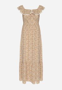 Born2be - Żółta Sukienka Ozdobiona Falbankami Folirae. Okazja: na spacer, na co dzień. Typ kołnierza: kołnierz z falbankami. Kolor: żółty. Wzór: aplikacja. Sezon: lato. Typ sukienki: sportowe. Styl: casual, sportowy #2