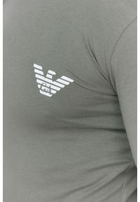 Emporio Armani - EMPORIO ARMANI Zielony longsleeve męski z logo, Rozmiar XL. Kolor: zielony. Materiał: prążkowany. Długość rękawa: długi rękaw. Wzór: nadruk #4