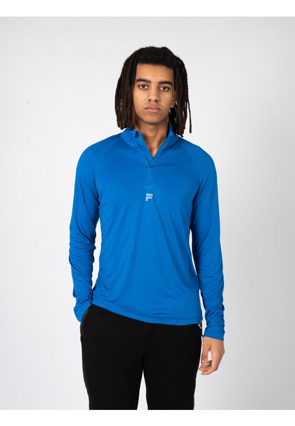 Fila Longsleeve "Training Roye" | FAM0284 | Mężczyzna | Niebieski. Typ kołnierza: kołnierzyk stójkowy. Kolor: niebieski. Materiał: poliester. Długość rękawa: długi rękaw. Wzór: nadruk