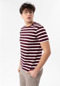 Volcano - T-shirt w paski TM-HARALD. Okazja: na co dzień. Materiał: prążkowany, włókno, bawełna, materiał. Długość rękawa: krótki rękaw. Długość: krótkie. Wzór: paski. Styl: casual, klasyczny #1
