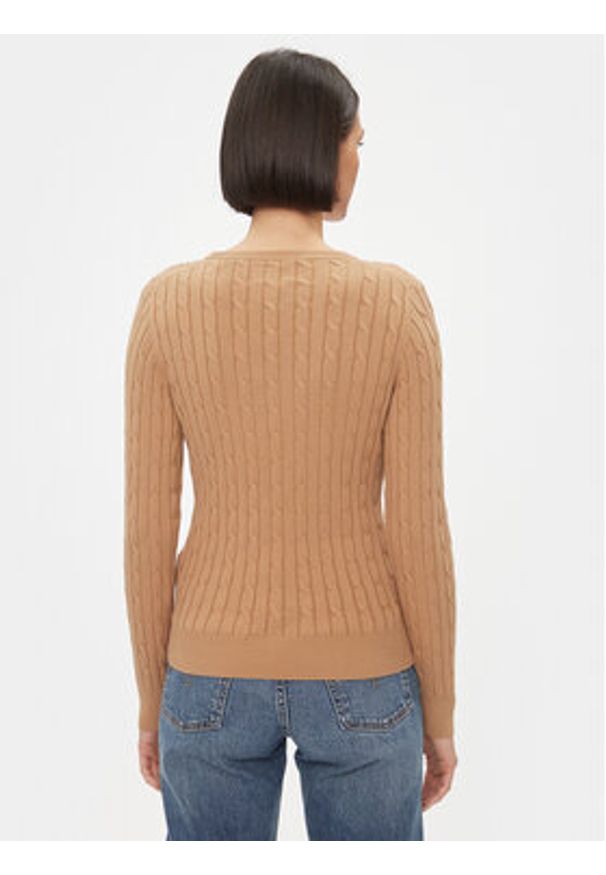 GANT - Gant Sweter 4800100 Beżowy Slim Fit. Kolor: beżowy. Materiał: bawełna