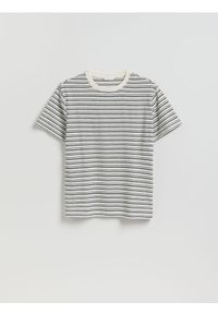 Reserved - T-shirt comfort w paski - granatowy. Kolor: niebieski. Materiał: bawełna, dzianina. Wzór: paski