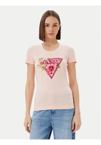 Guess T-Shirt W5GI10 J1314 Różowy Slim Fit. Kolor: różowy. Materiał: bawełna
