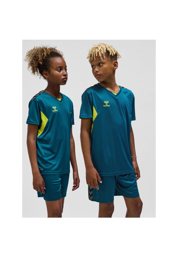Koszulka dla dzieci Hummel Authentic. Kolor: wielokolorowy, niebieski, zielony. Materiał: poliester. Sport: piłka nożna