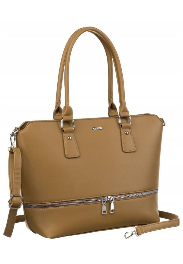 ROVICKY - Shopperka damska Rovicky R-072-04 beżowa. Kolor: beżowy. Materiał: skórzane