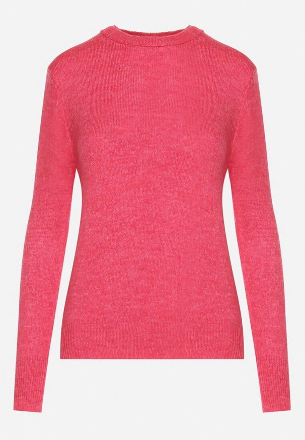 Born2be - Różowy Sweter o Klasycznym Kroju Vitilia. Okazja: na co dzień, na spotkanie biznesowe, do pracy. Kolor: różowy. Materiał: jeans. Długość rękawa: długi rękaw. Długość: długie. Wzór: aplikacja. Styl: klasyczny