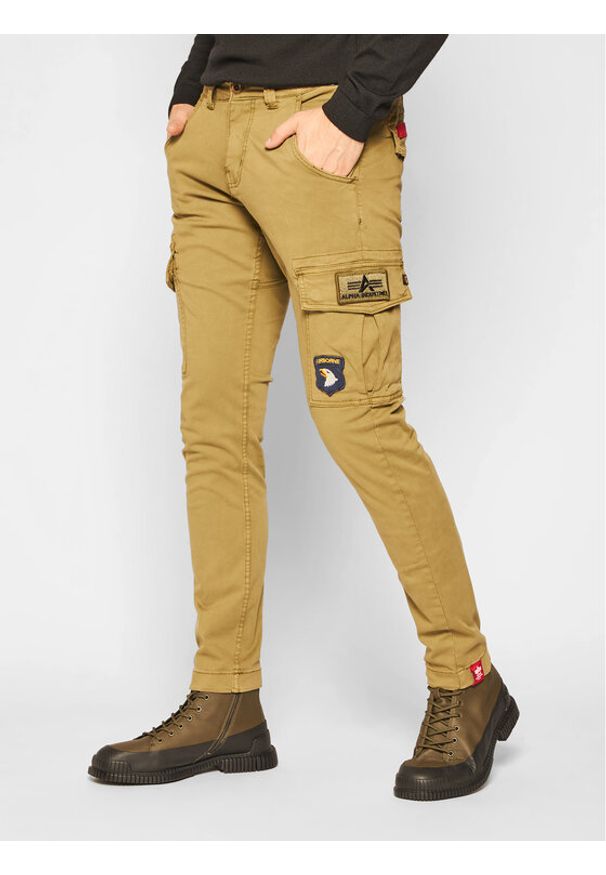 Alpha Industries Spodnie materiałowe Petrol Patch 178207 Zielony Slim Fit. Kolor: zielony. Materiał: materiał, bawełna