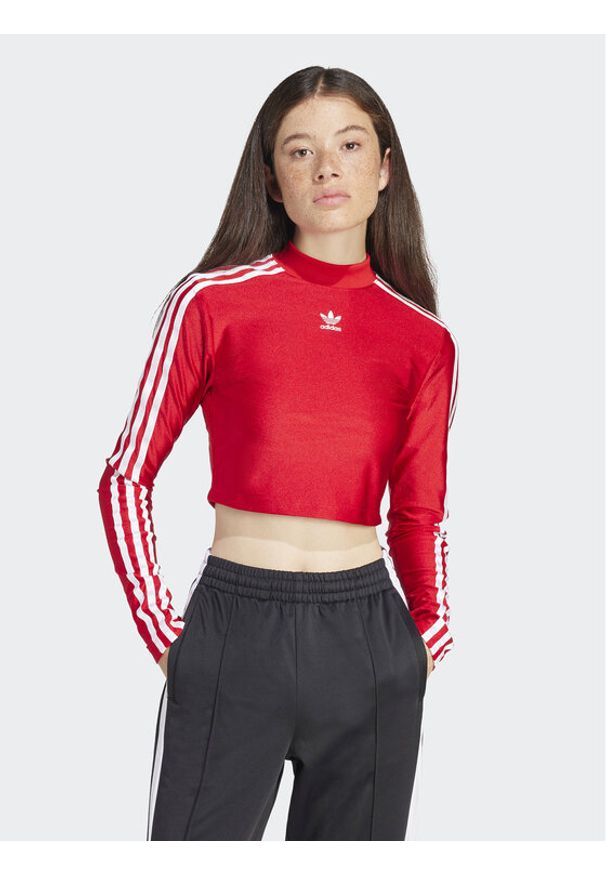 Adidas - adidas Bluzka 3-Stripes IR8132 Czerwony Slim Fit. Kolor: czerwony. Materiał: syntetyk
