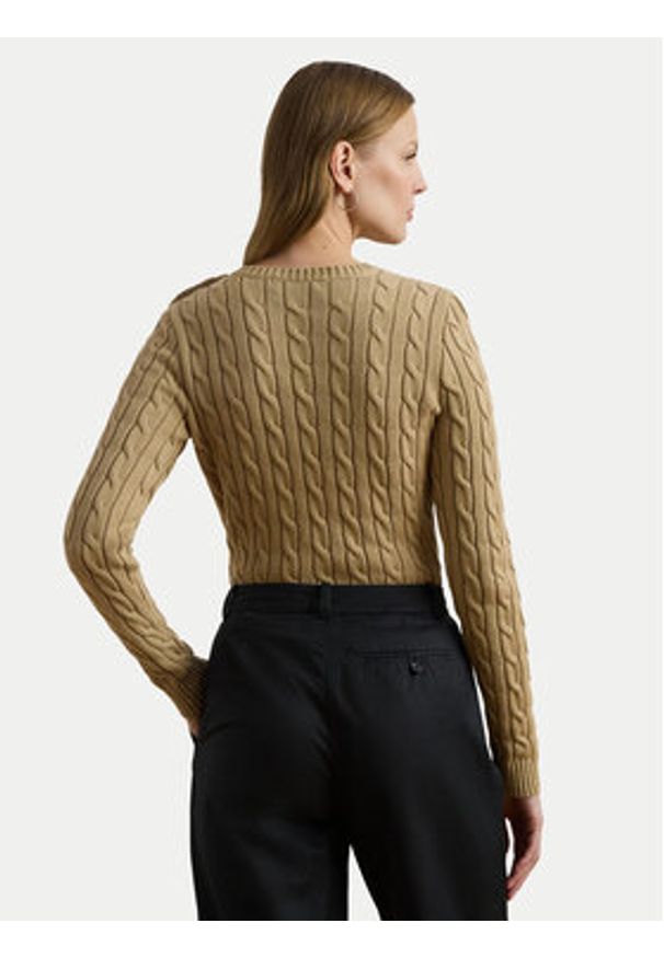 Lauren Ralph Lauren Sweter 200932223005 Beżowy Slim Fit. Kolor: beżowy. Materiał: bawełna