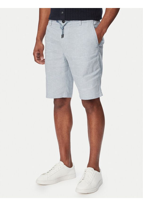 BOSS Szorty materiałowe 50559178 Niebieski Regular Fit. Kolor: niebieski. Materiał: len