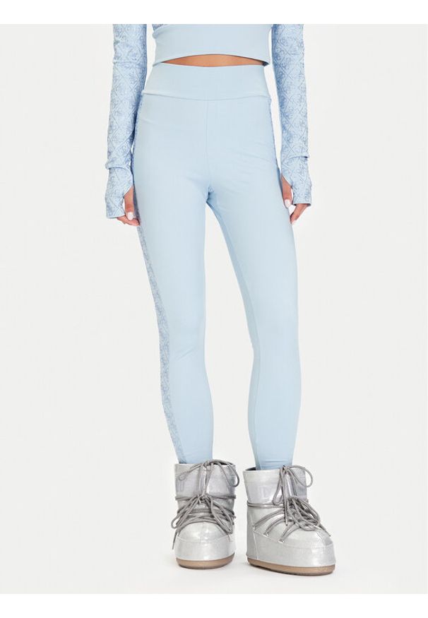 Guess Legginsy W5BB72 K7182 Błękitny Slim Fit. Kolor: niebieski. Materiał: syntetyk