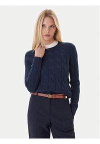 TOMMY HILFIGER - Tommy Hilfiger Sweter WW0WW43586 Granatowy Regular Fit. Kolor: niebieski. Materiał: wełna