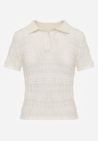 Born2be - Beżowa Szydełkowa Bluzka z Wiskozy z Guzikami i Kołnierzykiem Calime. Okazja: na co dzień. Kolor: beżowy. Materiał: wiskoza. Styl: casual, klasyczny #6