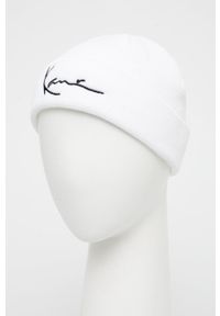 Karl Kani czapka kolor biały z cienkiej dzianiny. Kolor: biały. Materiał: dzianina