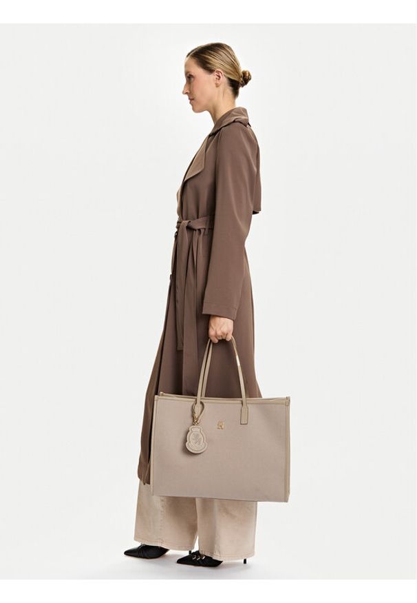 TOMMY HILFIGER - Tommy Hilfiger Torebka Th City Large Tote Melton AW0AW18215 Beżowy. Kolor: beżowy