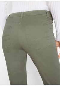 Spodnie ze stretchem BOOTCUT bonprix oliwkowy. Kolor: zielony. Materiał: materiał, bawełna, elastan #2