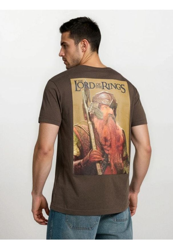 Sinsay - Bawełniana koszulka z nadrukiem The Lord of the Rings - brązowy. Kolor: brązowy. Materiał: bawełna. Wzór: nadruk