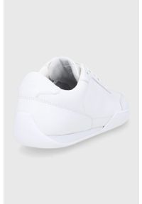 BOSS - Boss buty skórzane kolor biały. Nosek buta: okrągły. Zapięcie: sznurówki. Kolor: biały. Materiał: skóra