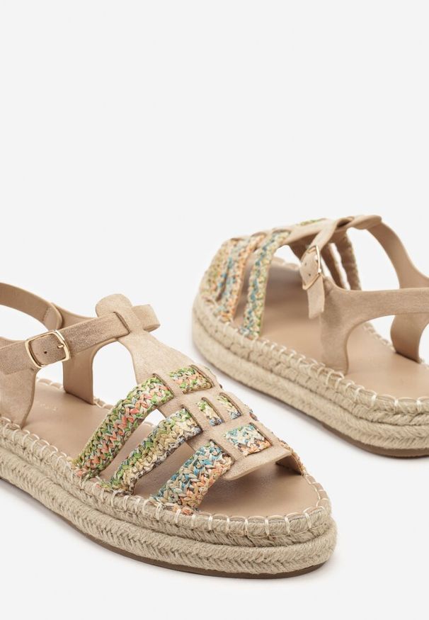 Born2be - Beżowe Sandały na Grubej Podeszwie z Plecionką w Stylu Boho Orrule. Okazja: na co dzień. Zapięcie: sprzączka. Kolor: beżowy. Sezon: lato. Styl: boho