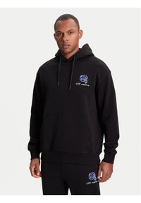 Karl Lagerfeld - KARL LAGERFELD Bluza 705111 553904 Czarny Loose Fit. Typ kołnierza: dekolt w karo. Kolor: czarny. Materiał: bawełna #1