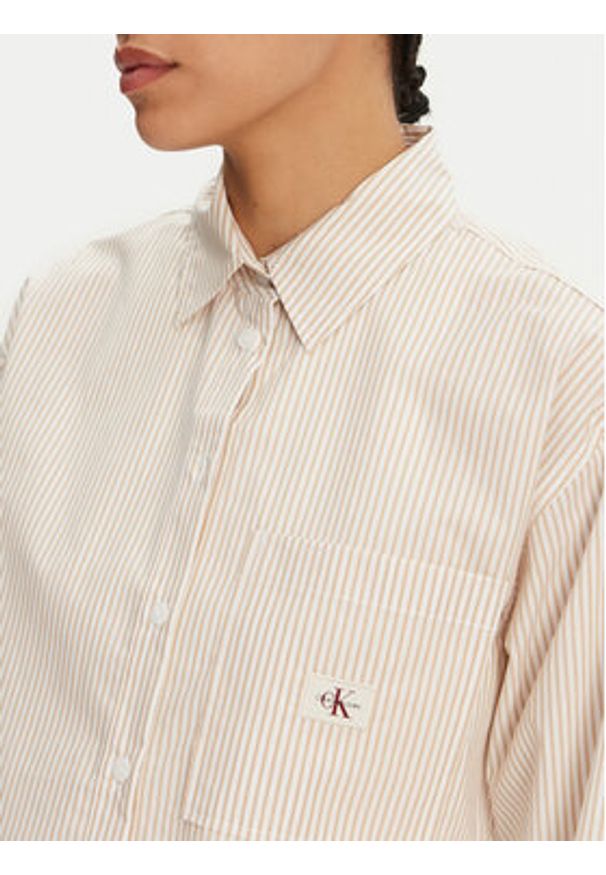 Calvin Klein Jeans Koszula J20J225078 Beżowy Regular Fit. Kolor: beżowy. Materiał: bawełna