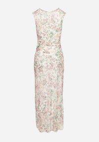 Born2be - Biała Dopasowana Sukienka w Kwiaty Meluvea. Okazja: na co dzień. Kolor: biały. Materiał: jeans. Wzór: kwiaty. Typ sukienki: proste. Styl: casual, klasyczny #4