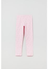 OVS legginsy bawełniane dziecięce kolor różowy wzorzyste. Kolor: różowy. Materiał: bawełna