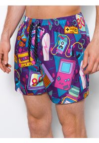 Ombre Clothing - Kąpielówki męskie - V11. Okazja: na plażę. Kolor: niebieski. Materiał: poliester. Wzór: kolorowy. Sezon: lato. Styl: sportowy