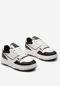 Born2be - Czarno-Białe Sneakersy na Niskiej Platformie z Przeszyciami Ralavia. Kolor: czarny. Obcas: na platformie #5