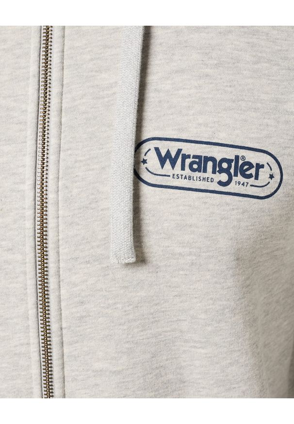 Wrangler - WRANGLER MĘSKA BLUZA ZIP THRU HOODIE MID GREY MELEE 112351250 W6X3018105