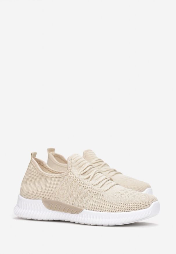 Born2be - Beżowe Buty Sportowe Bretheis. Wysokość cholewki: przed kostkę. Nosek buta: okrągły. Kolor: beżowy. Materiał: dresówka, materiał. Szerokość cholewki: normalna