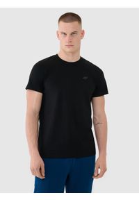 4f - 4F T-shirt regular gładki męski - czarny L. Okazja: na co dzień. Kolor: czarny. Materiał: dzianina, bawełna, jersey. Długość rękawa: krótki rękaw. Długość: krótkie. Wzór: gładki. Styl: klasyczny, sportowy, casual