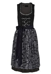 Sukienka ludowa z fartuchem z cekinami bonprix czarny wzorzysty. Kolor: czarny #1