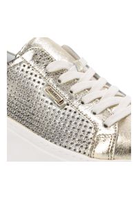 DAMISS - Złote Stylowe Sneakersy Damiss Modne Obuwie Damskie. Okazja: na co dzień. Kolor: złoty. Materiał: materiał. Styl: elegancki #6